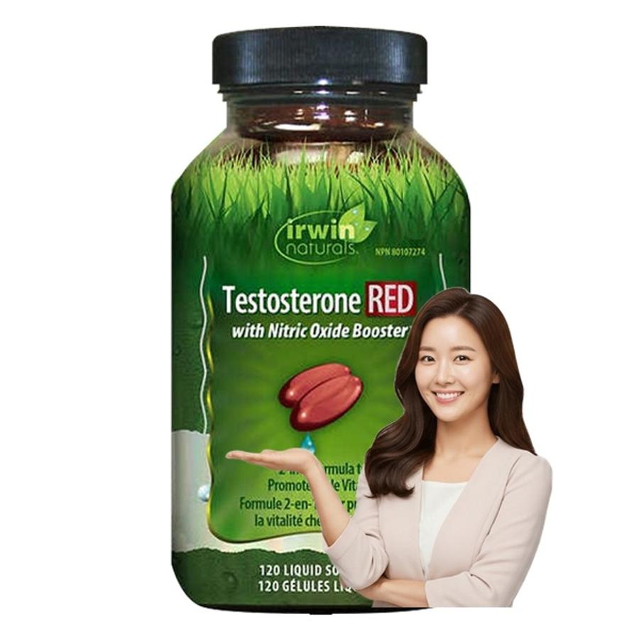 <b>어윈 내추럴</b> 테스토스테론 레드 120정, 중년 <b>남성</b> 활력 증진을 위한 건강 관리