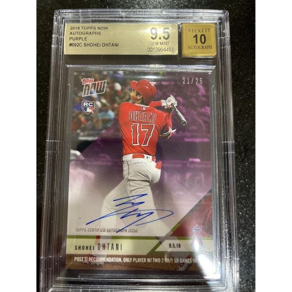2018년 탑스 노우 쇼헤이 오타니 692C 오토 25 BGS 9.5 SSSP 팝 로우 리턴 하이 야구 슬랩 사인 카드