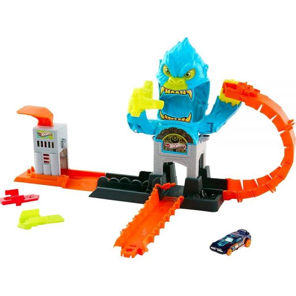 Hot Wheels 장난감 자동차 트랙 세트 시티 고릴라 슬램 어택 플레이세트 및 1:64