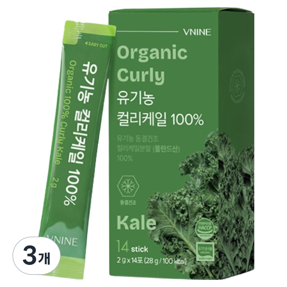<b>브이나인</b> 유기농 컬리케일 분말  3개  28g