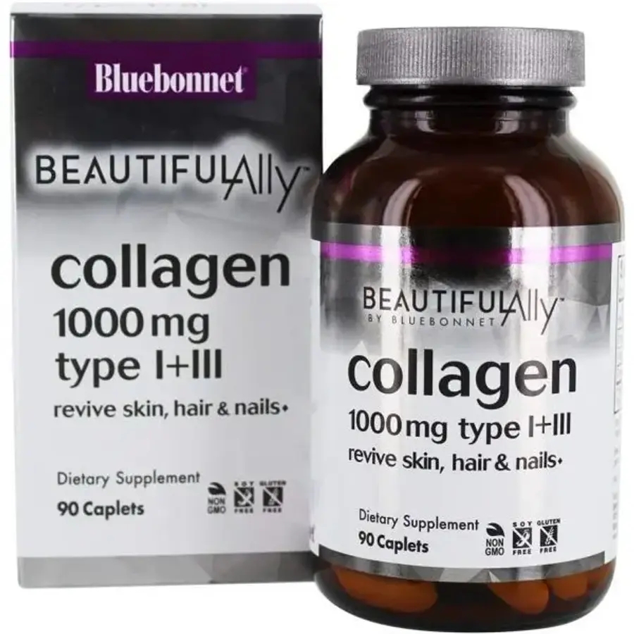 BlueBonnet Nutrition Beautiful Ally , <b>Collagen</b> Type I + III, 1,000 mg, 90 Caplets