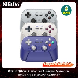 TMR 조이스틱이 포함된 Nintendo Switch 1/2용 8BitDo Pro 3 Bluetooth 컨트롤러, Windows, Apple, SteamOS, Android용 충전