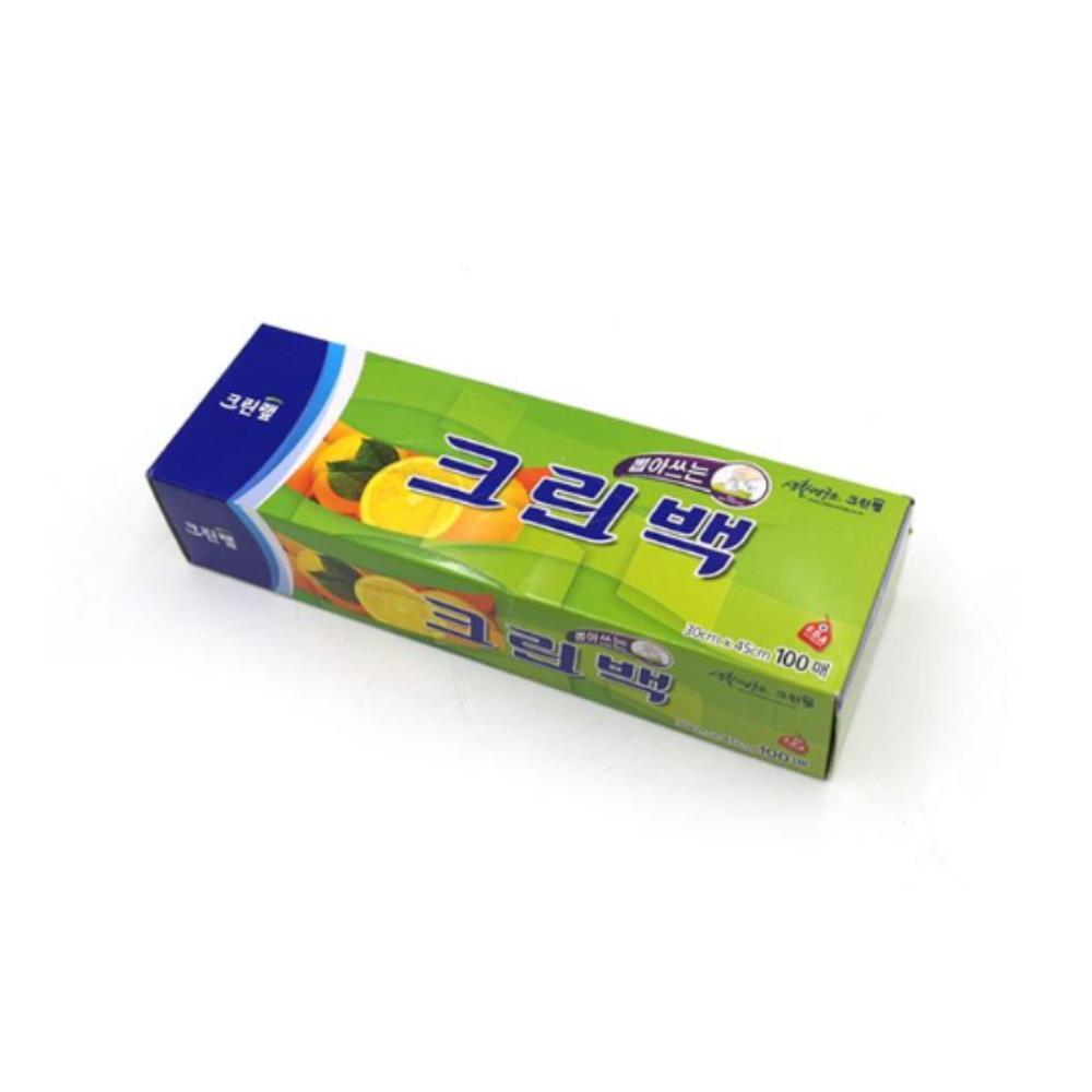 뽑아쓰는 크린백 100매 신선보관 주방비닐 비닐봉지 롤비닐백 비닐 일회용비닐팩 롤백  1개  100개입  대(L)