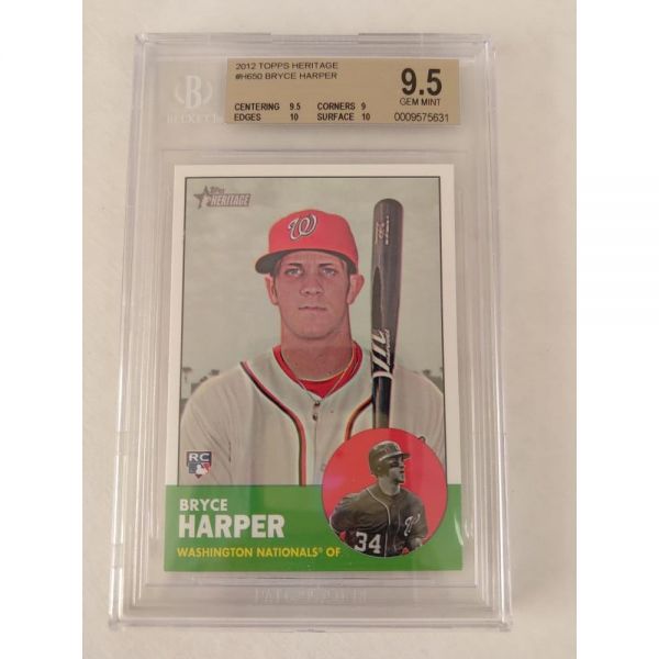 2012 탑스 헤리티지 H650 브라이스 하퍼 워싱턴 내셔널스 RC 루키 BGS 9.5 GEM MINT 공식 MLB 야구 트레이딩 카드