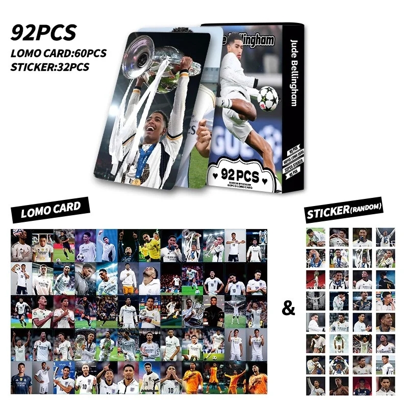 쿠쿠스토어 92PCS 축구 스타 카드 메시 호날두 Mbappé Haaland Jude Bellingham LaCardmine 미니 컬렉션 팬  11 Style