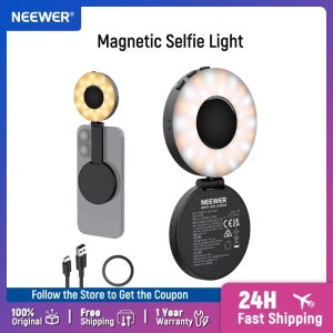 NEEWER 마그네틱 셀카 라이트 MagSafe iPhone과 호환 가능, 4 모드 CRI95+ 1.5W 플라스틱 접이식 LED 전화 필 링 조명