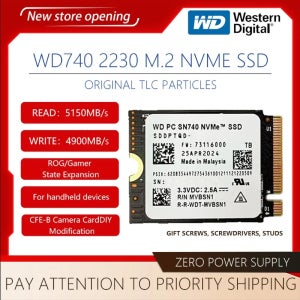 웨스턴 디지털 SN740 1TB 2TB M.2 2230 Gen4 PCle 4.0 NVMe 솔리드 스테이트 드라이브 스팀 덱 로그 얼라이 서피스 프로X 노트북 PC용