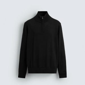 자라 프리미엄 울 지퍼넥 니트 스웨터 4216/330/800 BLACK