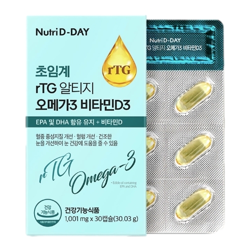 뉴트리디데이 초임계 알티지 오메가3 비타민D3 1001mg x 30캡슐, 3개