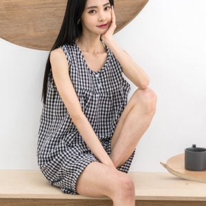 [에이원] [SET] 여성 쿨 엠보 민소매 상하 잠옷 aone01