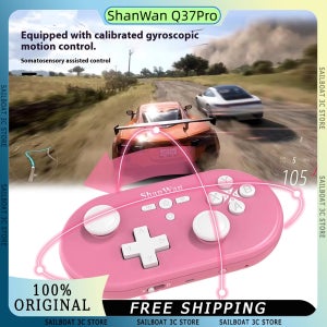 ShanWan Q37Pro 미니 게임 컨트롤러 휴대용 무선 블루투스 게임패드, PC IOS ANDROID Steam 4모드용 홀 조이스틱 포함 선물