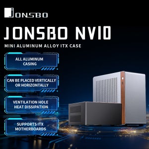 JONSBO NV10 ITX 미니 데스크탑 케이스 3.3mm 알루미늄 합금 쉘 4.5L 용량 호두나무 장식 및 PCIe 4.0 라이저 케이블