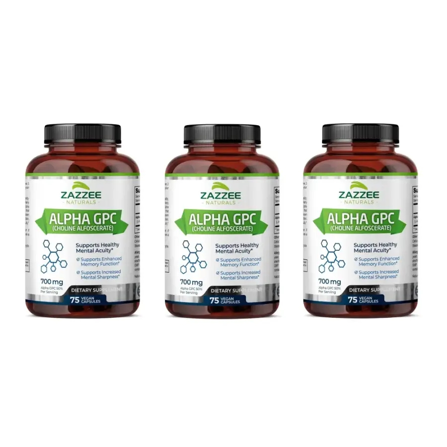 Zazzee <b>콜린알포세레이트</b> Alpha <b>gpc</b> 700mg 75캡슐 x3
