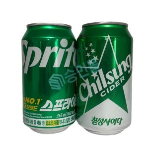 셀러허브 식품 뚱캔 업소용 칠성사이다 스프라이트 355ml x 각 3개씩 총 6캔 /s
