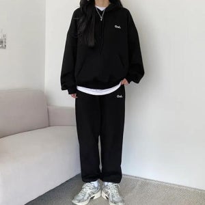 셀러허브 여성 오버핏 데일리 2컬러 레터링 여성 후드티 셋업 LK-SS51