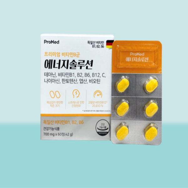 테아닌 에너지솔루션 60정 총 월분 프리미엄 비타민B군 <b>프로메드</b>