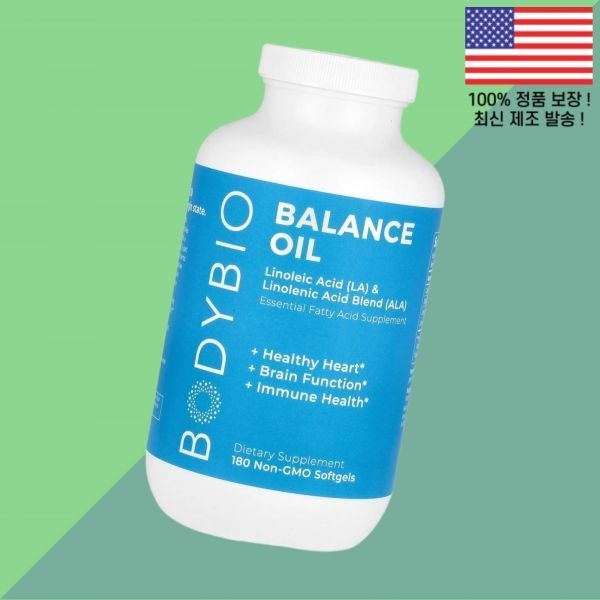 바디바이오 밸런스 오일 <b>리놀레산 LA</b> 리놀렌산 믹스물 ALA 180 소프트젤 캡슐 BodyBio Balance Oil Linoleic Acid Linolenic Blend