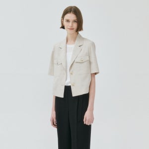 [더아이잗] 플랩 포켓 싱글 크롭 재킷 (MELANGE BEIGE) IR6M0JK861