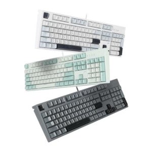 지클릭커 V104 게이밍 키보드 유선 게임용 풀배열 방수 LED 기계식 키보드 글래스큐브