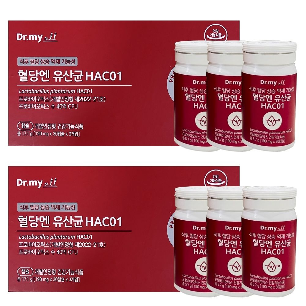 닥터마이올 <b>혈당엔</b> 유산균 HAC01 190mg x 90캡슐 2개