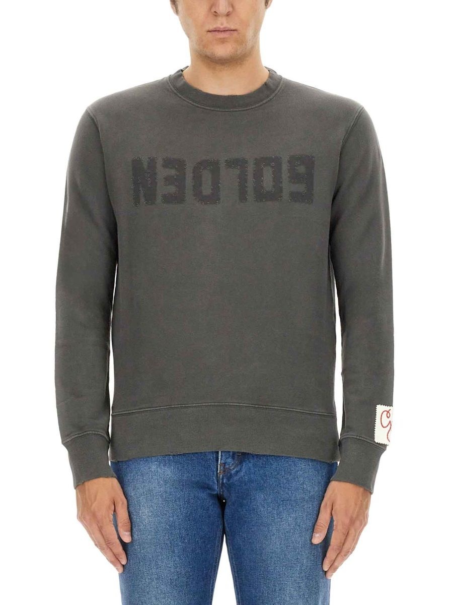 골든구스 Conti 골든구스 GOLDEN MS REGULAR 스웨트 셔츠 DISTRESSED 코튼 저지 WITH 로고 GMP01223P00064260318