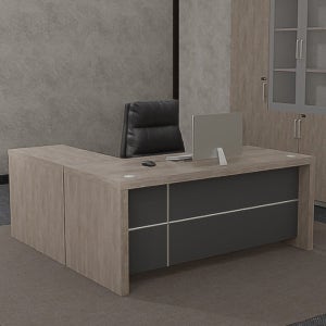 LMD-615 일자형책상 중역 책상 라운드형 화이트오크 디자인 재택근무