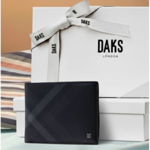 [닥스 액세서리] [메가히트] 타탄 체크 블랙 가죽 반지갑 DBWA6F946BK