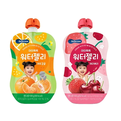 MSC Bebecook I-Jjukjjuk Water Jelly Cherry Berry 100g + Jeju Mandarin Orange 100g, 20 pcs