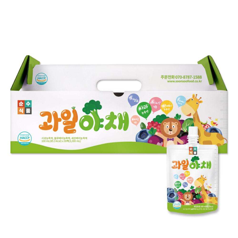 Sejun Food Sunsu Food Fruit and Vegetable Juice 100ml, 60 Counts