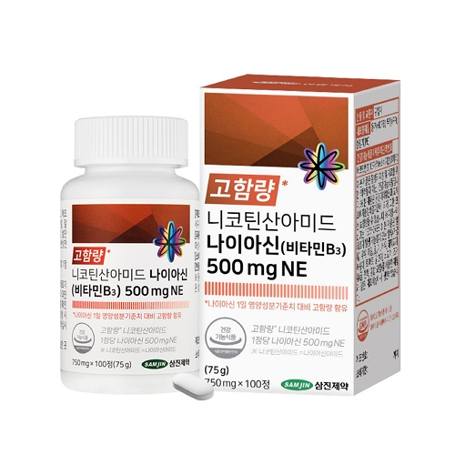 삼진제약 니코틴산아미드 나이아신 비타민B3 500mg NE 750mg x 100정, 1개