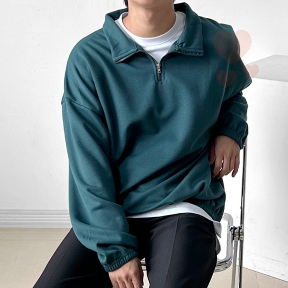 지퍼있는 하프집업맨투맨 반목맨투맨