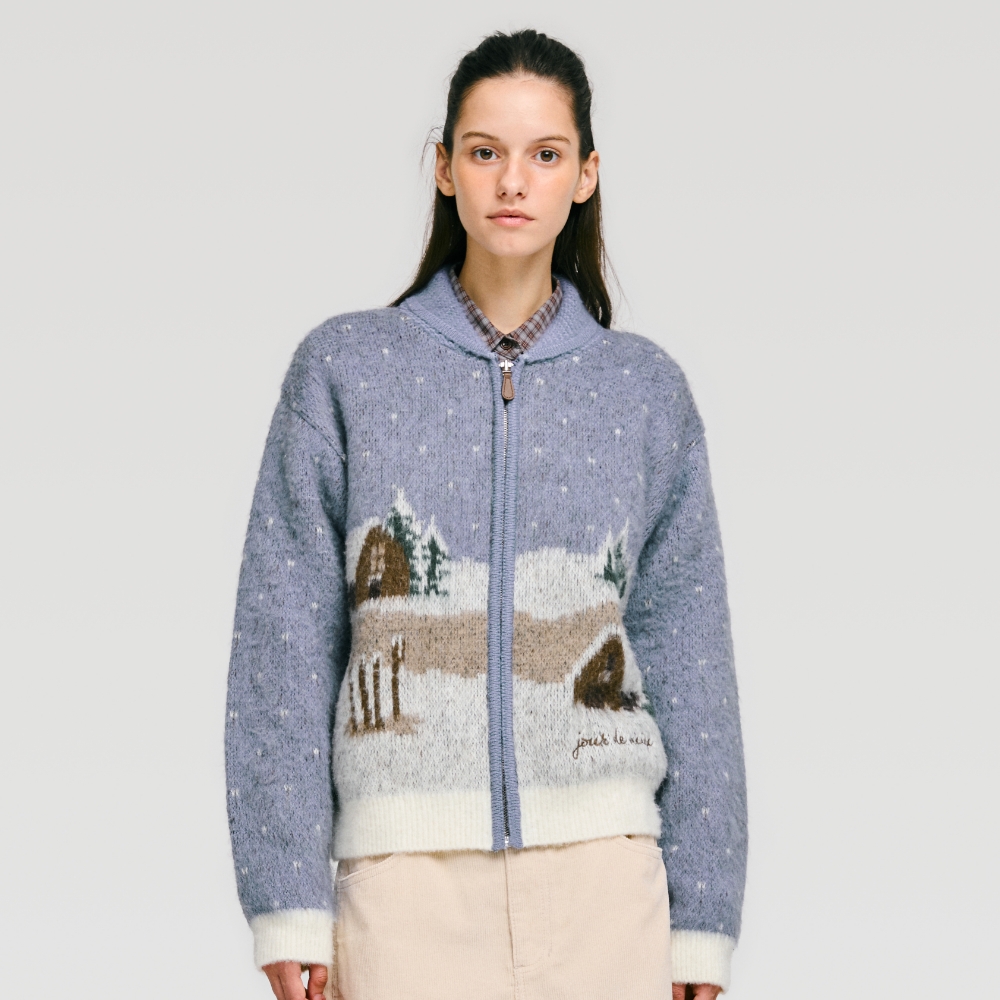 드파운드 ski resort graphic knit zip up - smoke