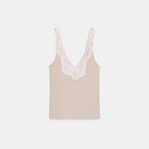자라 레이스 트림 골지 니트 민소매 탑 1058 154 942 BEIGE-PINK
