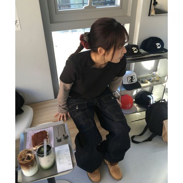탄산마그네슘 송이송이X탄산 프론트 빅포켓 데님팬츠