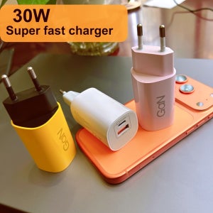 전체 전력 48W USB C 초고속 충전기 PD30W 및 QC18W 2포트 USB C 벽면 어댑터, 아이폰 16/16 Pro/16 Pro Max/16