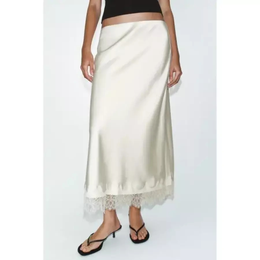 ZARA 자라 샤틴 레이스 미디 스커트 4391538715 528430102