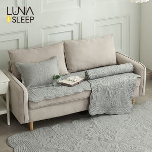 [루나앤슬립] (4인용)통워싱 목화솜 자수퀼팅 소파패드 3종(소파패드*2+다용도매트+1) TV상품