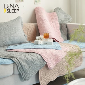 [루나앤슬립] (3인용)통워싱 목화솜 자수퀼팅 소파패드 3종(소파패드*2+다용도매트+1) TV상품