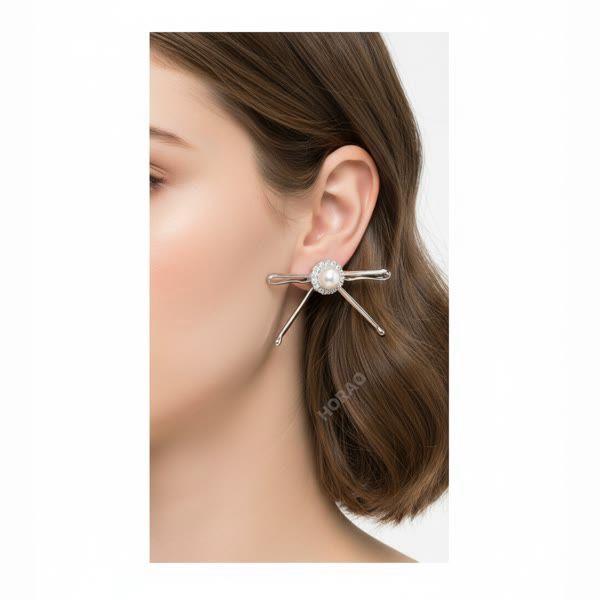 슈슈통 YVMIN X SHUSHUTONG Hair Clip Patchwork Bow Pearl Stud Earrings 25975SLV00DN2 SILVER 위민X 리본 진주