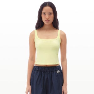 [후포] [built-in bra / 빌트인브라]square neck cotton top_Pear Yellow