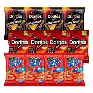 [롯데백화점] 롯데웰푸드 오잉 해물칩 75g x4개+도리토스 양념갈비치킨맛 84g x4+도리토스 치즈 84g x4 LE1221329515