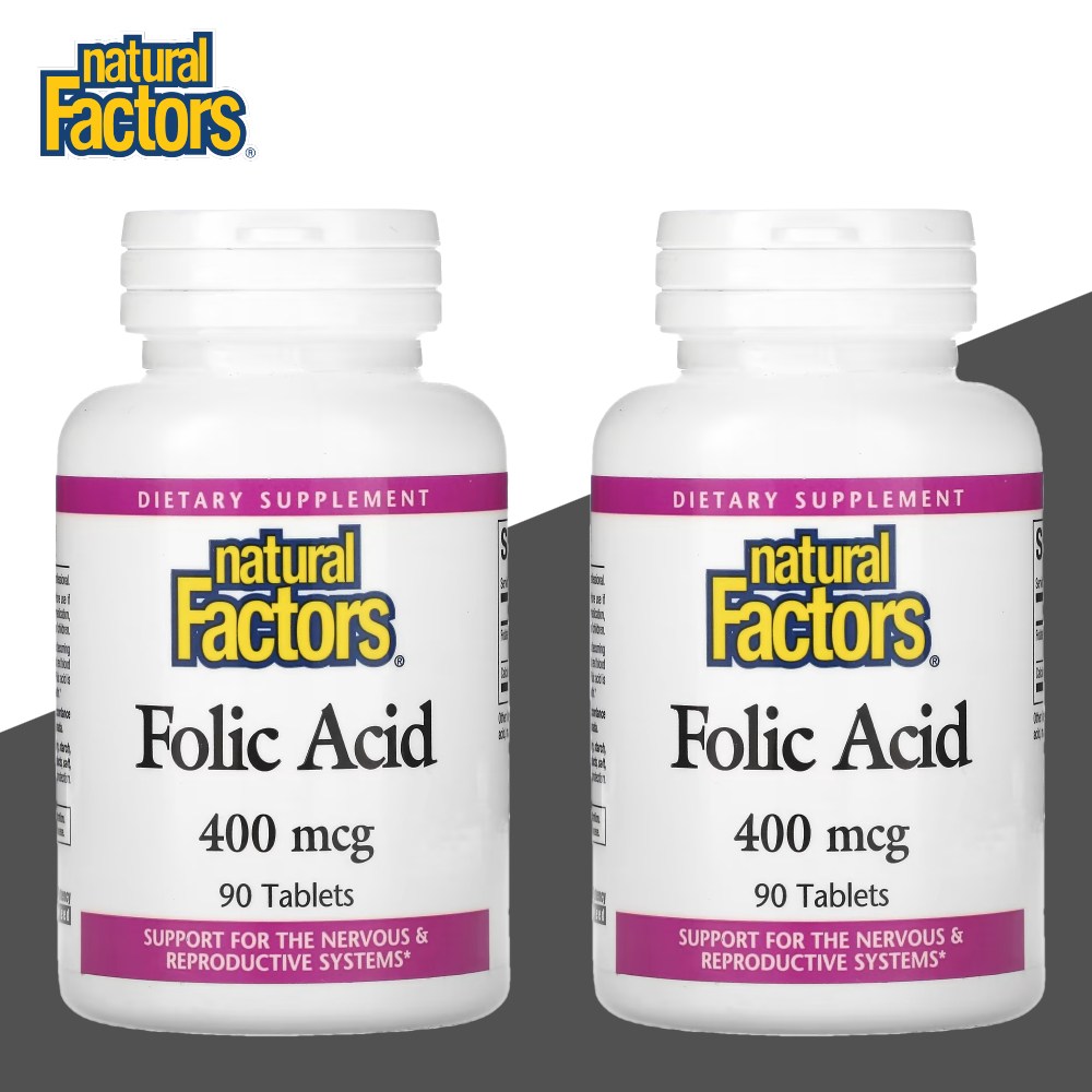 Natural Factors <b>폴릭 애시드</b> Folic <b>Acid 400mcg</b> 90정 2개