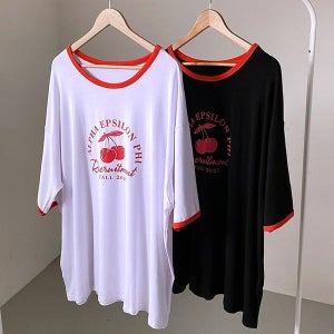 [하프클럽] 빅사이즈배색티 U796L506 앱실론체리그림티셔츠 RA