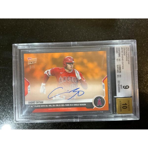 온카드 오토 5 오타니 쇼헤이 2021 MLB TOPPS NOW 카드 878 45 HR 25 SB MVP BGS 9 야구 슬랩 사인