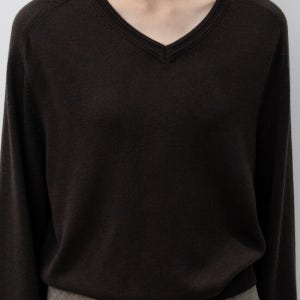 렉스핑거마르쉐 Layered Rib V-Neck Knit (Brown)