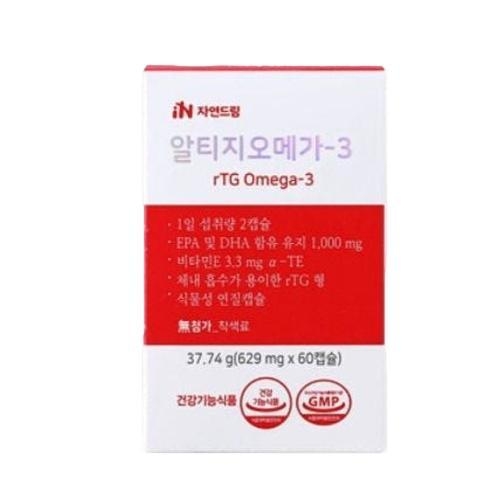 IN<b>자연드림</b> 알티지 오메가3 629mg x 60캡슐, 1개