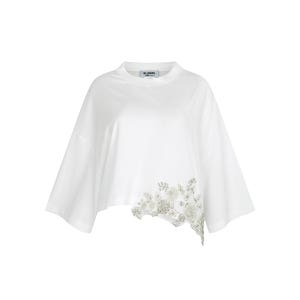 [블루걸] 코튼 플라워 비딩 크롭 티셔츠 (WHITE) ESTA0TSA2W