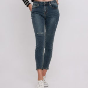 (잠뱅이) 여성 포켓 절개 솔트 라텍스구제 올약워싱 스키니핏 데님 AM3DSN573_IC