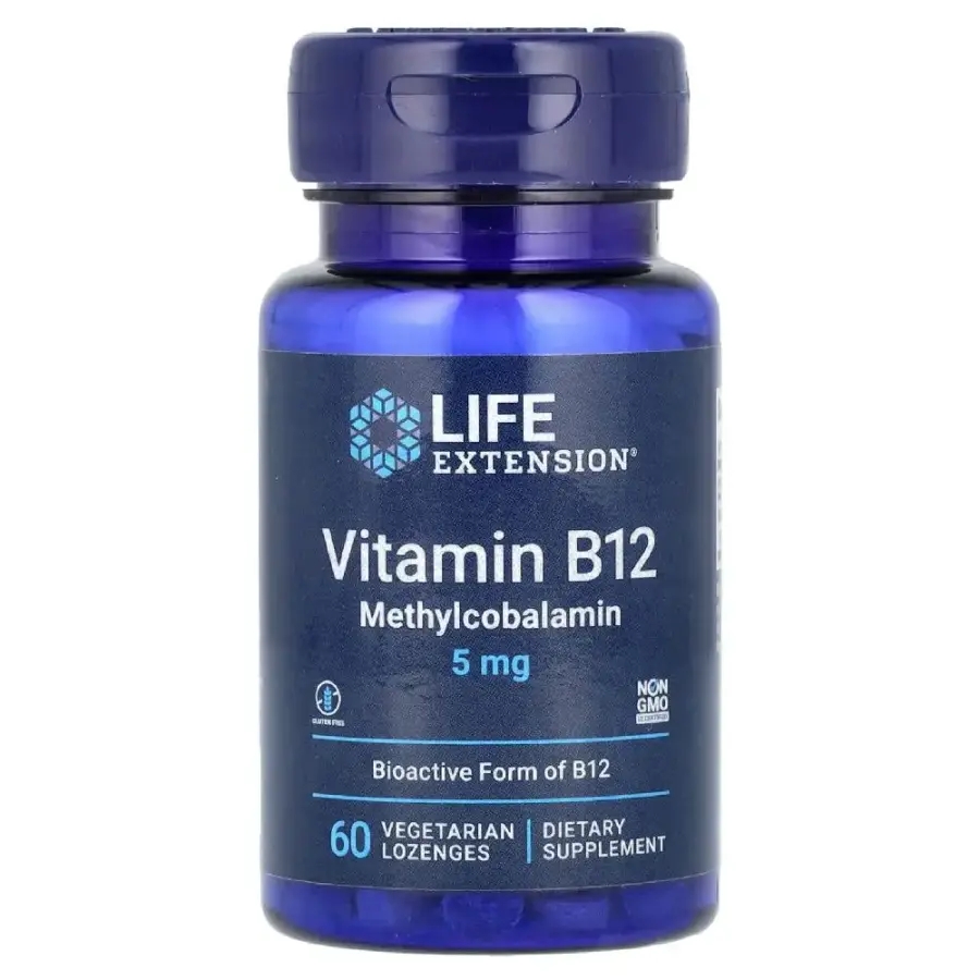 라이프익스텐션 <b>비타민B12 메틸코발라민 5mg</b> Methylcobalamin 로젠스 60정