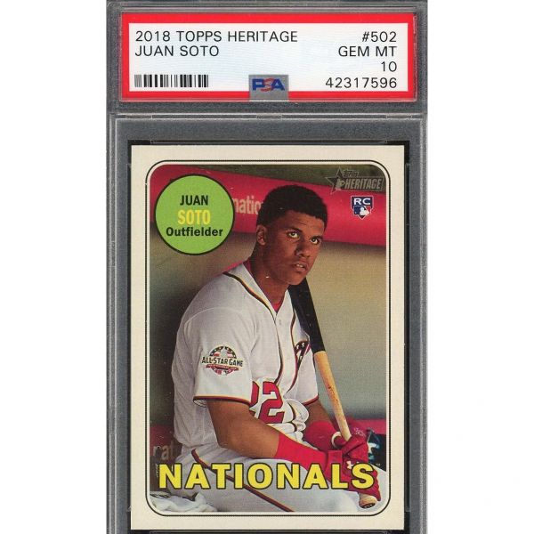 후안 소토 2018 탑스 헤리티지 야구 루키 카드 RC 502 등급 PSA 10 GEM MINT  1개